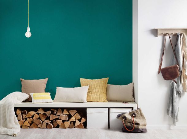Non-Woven Wallpaper Unicoloured blue-green 38362-4