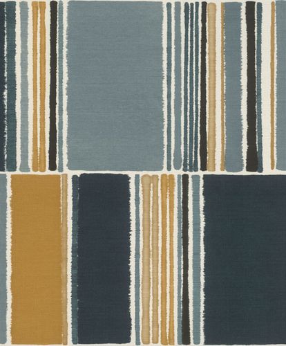 Wallpaper Non-Woven Rasch Patchwork blue brown 484441