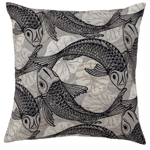 Kissenhülle Modern Tiere grau Koi 45x45 front