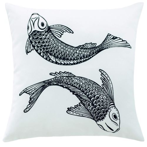 Cushion cover modern animals white-black Koi 45x45 cm
