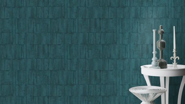 Wallpaper Barbara Home Collection plaster look petrol