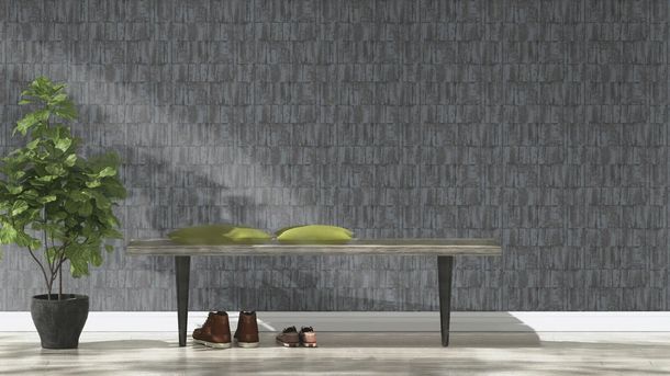 Wallpaper Barbara Home Collection plaster look gray blue