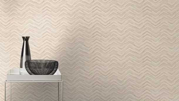 Tapete Barbara Home Collection Zickzack Beige-Grau