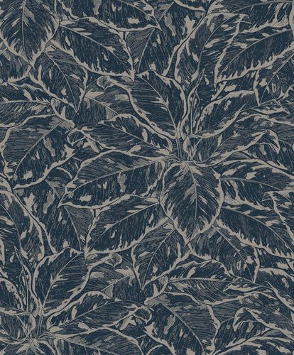 Non-woven wallpaper metallic leaves black JF3902 Grandeco