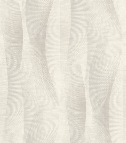 Non-woven wallpaper Rasch white grey waves 651508
