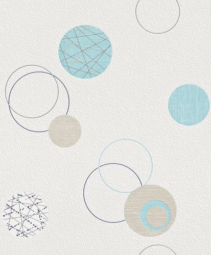 rasch wallpaper non-woven wallpaper circles turquoise white