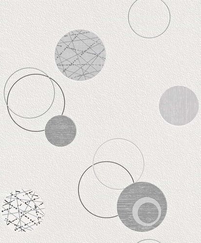 rasch non-woven wallpaper 475906 circles gray white