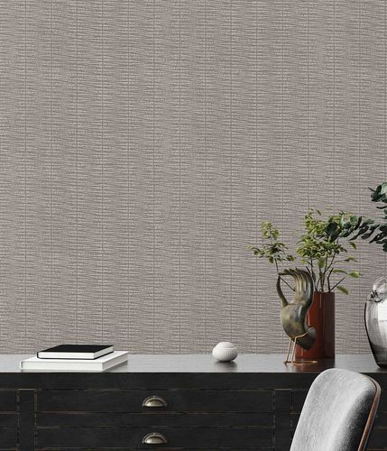 Non-woven wallpaper texture grey silver metallic 38597-6