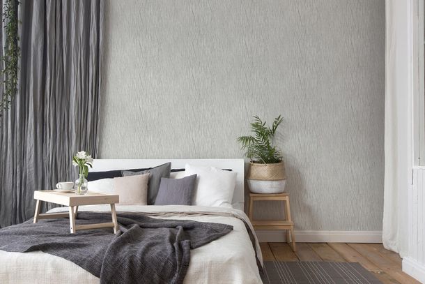 Non-woven wallpaper texture grey silver metallic 38598-7