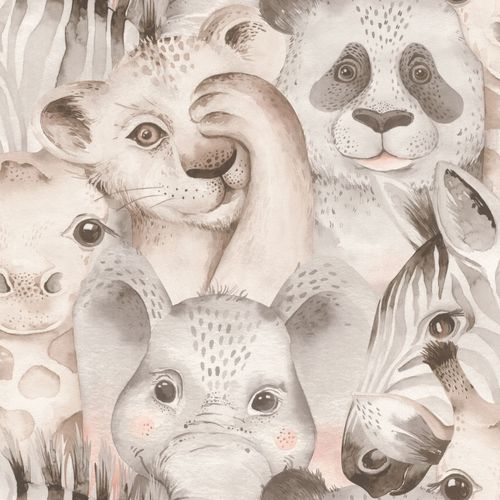 Kindertapete-Tiere-Zoo-Beige-Grau-252538-63212680