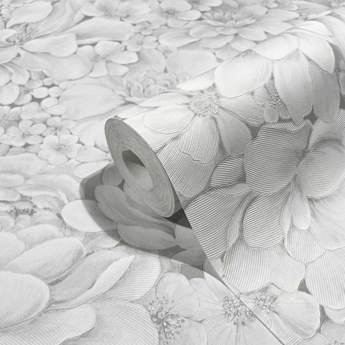 Marburg non-woven wallpaper Floral white gray 33952 botanica