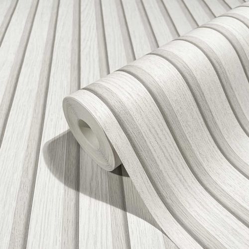 Marburg non-woven wallpaper striped white gray 33956 botanica