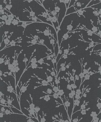 non-woven wallpaper ivy floral black silver 82316 Novamur