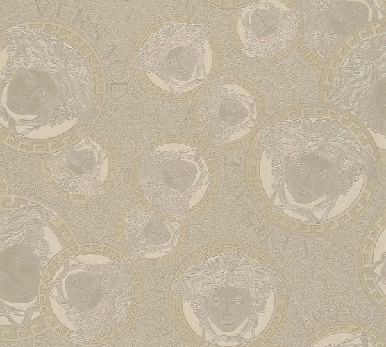 Versace non-woven wallpaper 38461-3 Medusa silver