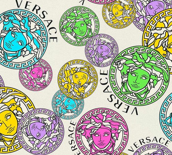 Versace non-woven wallpaper 38610-1 Medusa white coloured