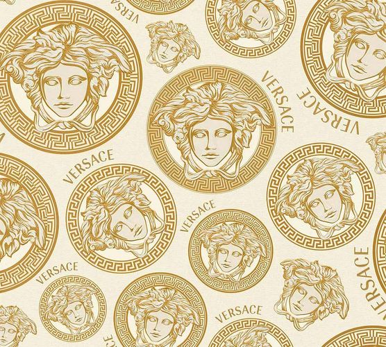 Versace non-woven wallpaper 38611-5 Medusa Logo white