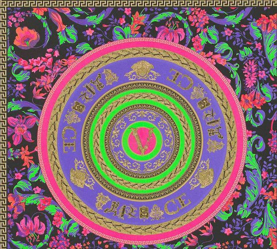 Versace non-woven wallpaper 38705-1 Floral Medusa Pink Black