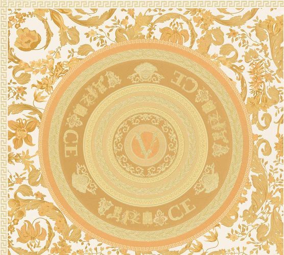 Versace non-woven wallpaper Floral Medusa White Gold