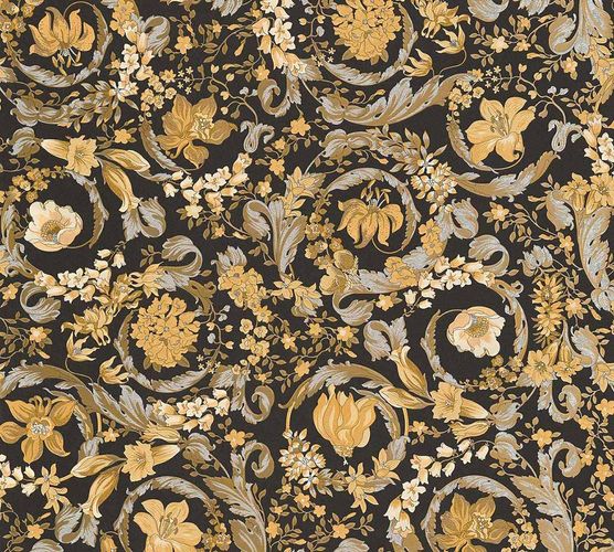 Vliestapete-38706-5-Blumen-Muster-Schwarz-Gold-VERSACE-Home-Tapete-63213758