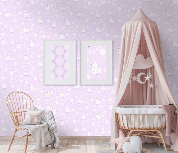 Kindertapete-Sweet-and-Cool-Alpaka-Motiv-Glitzer-63213856_2