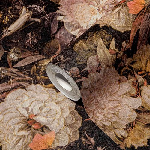 A-S-Creation-Vliestapete-38821-2-Blumen-Vintage-Schwarz-Gold-63214013