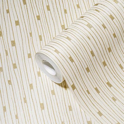 A-S-Creation-Vliestapete-38822-3-Muster-liniert-Weiss-Gold-63214018