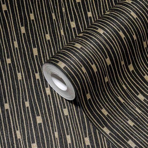 AS Creation non-woven wallpaper pattern lined black gold
