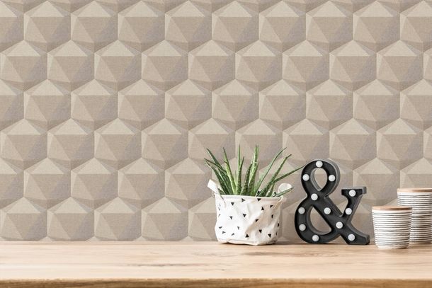 Vliestapete-38748-5-AS-Creation-Beige-Hellgrau-geometrisch-3D-Nara-63214194
