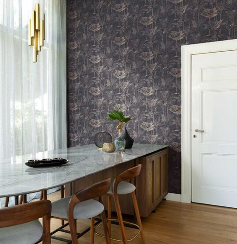 Non-woven wallpaper 555165 Rasch Black Gold Palms