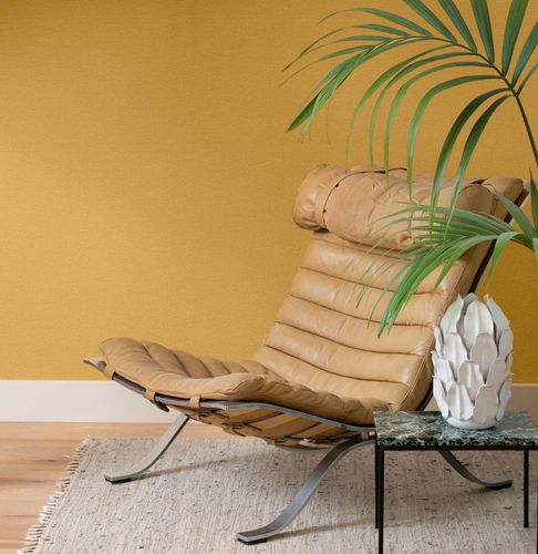 Non-woven wallpaper 555929 Rasch yellow uni texture