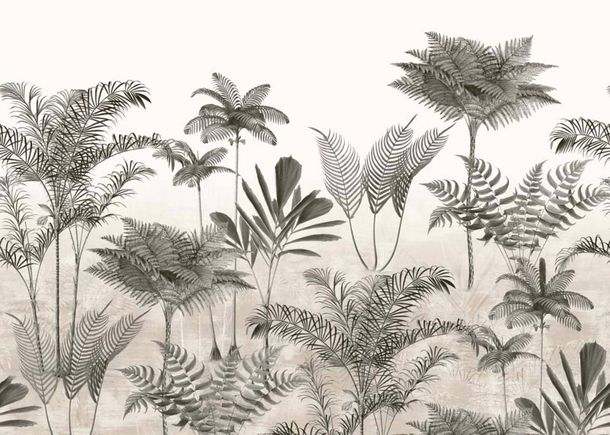 Wall mural 556223 Rasch Beige grey Plants Tropics