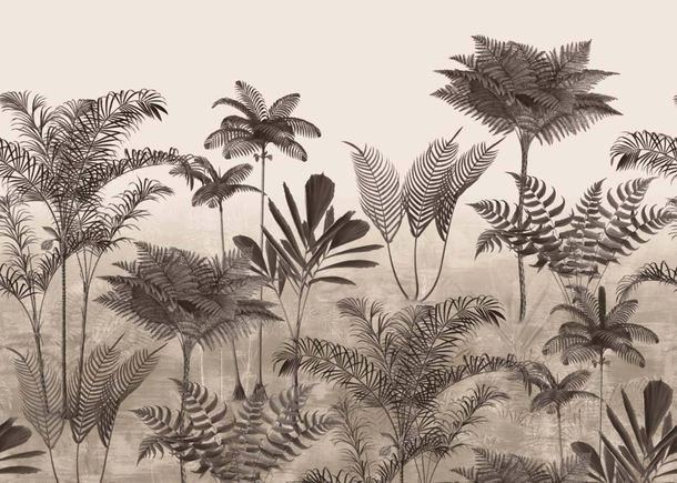 Wall mural 556261 Rasch Grey Beige Plants Tropics