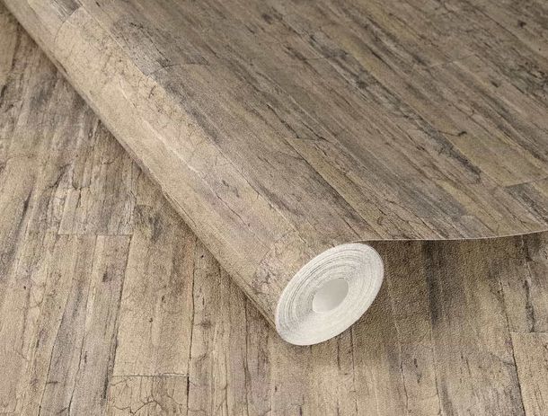 Non-woven wallpaper 537031 Rasch beige gray wood look