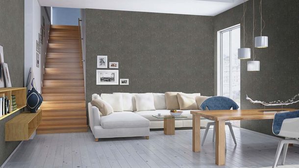 Non-woven wallpaper 538359 Rasch black gold cork look