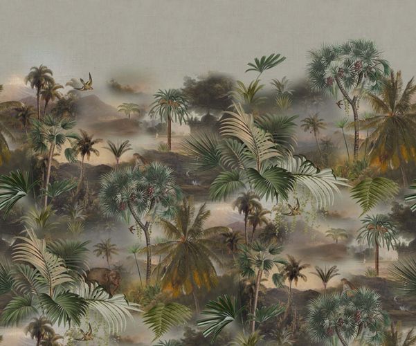 Mural 543599 Rasch Green Brown Tropical Elephants