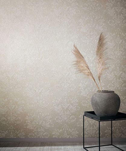Marburg non-woven wallpaper beige white damask 34011