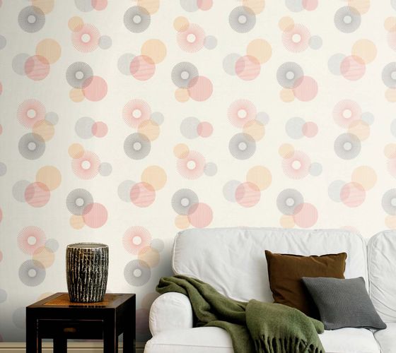 Rasch non-woven wallpaper white gray pattern circles 311518