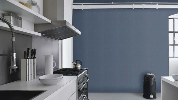 Rasch non-woven wallpaper blue fabric look 633160