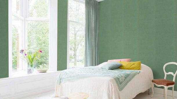 Rasch non-woven wallpaper green fabric look 633191