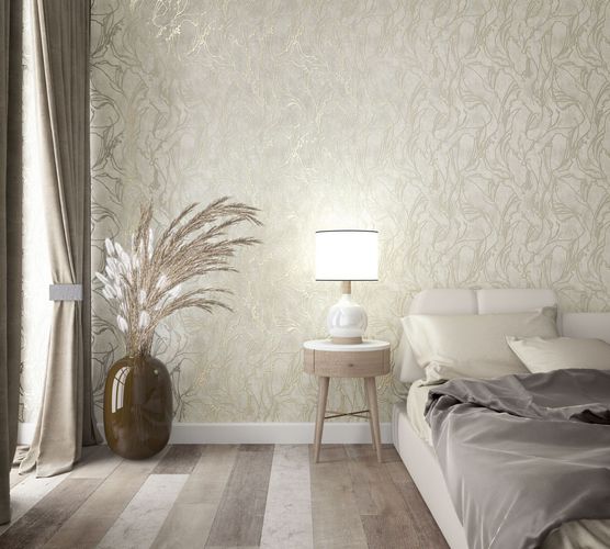 Vliestapete-34252-Linien-Muster-Grau-Gold-Marburg-63214684