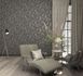 Non-woven wallpaper black gold lines metallic 34257 1