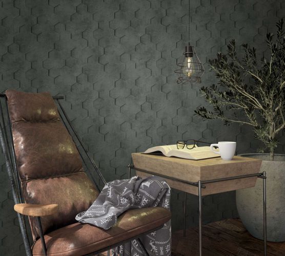 Vliestapete-Anthrazit-Waben-3D-Optik-Marburg-34161-63214891_2