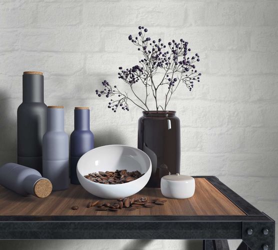 Non-woven wallpaper white grey stone wall Marburg 34165