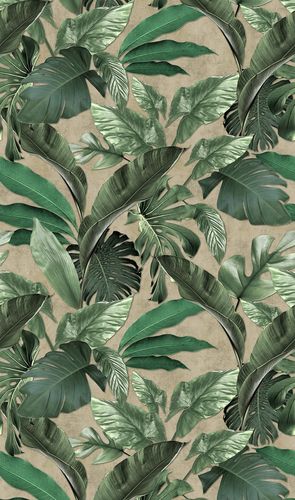 Non-woven wallpaper beige green tropical Marburg 34198