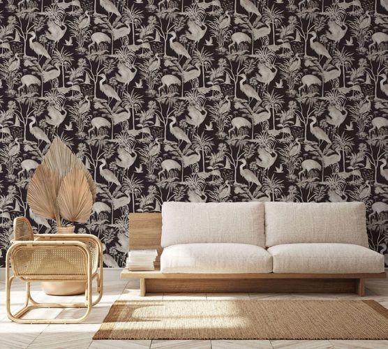 Marburg non-woven wallpaper gray black palm 47405