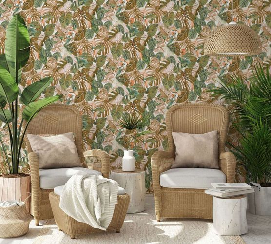 Marburg non-woven wallpaper green brown tropical 47413