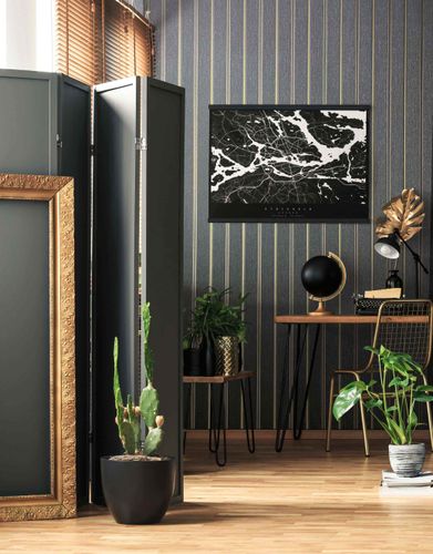 Non-woven wallpaper 31579 striped black gold Marburg