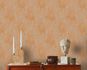 Non-woven Wallpaper Orange Green Metallic Ornaments  1