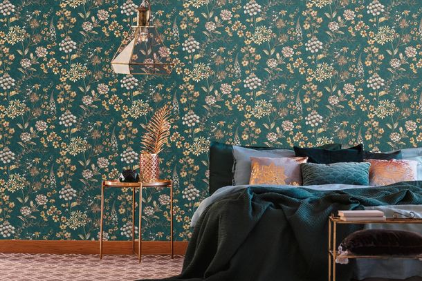 Vliestapete-Floral-Grafik-Petrol-Gelb-Braun-39117-4-63215241_3