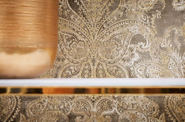 Non-woven Wallpaper Brown Gold Oriental Damask 39119-4